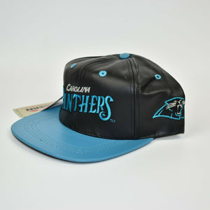 Carolina Panthers NFL Vintage 90's Modern Leather Adjustable Snapback Cap Hat