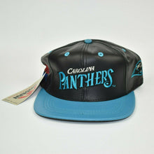 Load image into Gallery viewer, Carolina Panthers NFL Vintage 90&#39;s Modern Leather Adjustable Snapback Cap Hat
