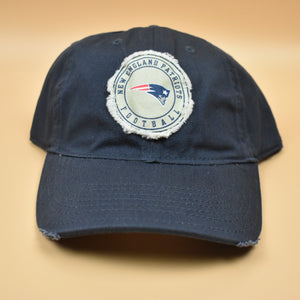 New England Patriots NFL Distressed Relaxed Fit Strapback Cap Hat - Navy