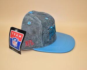 Carolina Panthers NFL Team Vintage 90's Modern Brand Leather Snapback Cap Hat