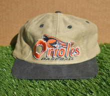 Load image into Gallery viewer, Baltimore Orioles Baseball Logo Athletic Vintage 90&#39;s Leather Strapback Cap Hat
