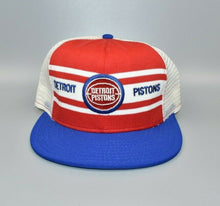 Load image into Gallery viewer, Detroit Pistons AJD Super Stripe Vintage 80&#39;s Trucker Snapback Cap Hat
