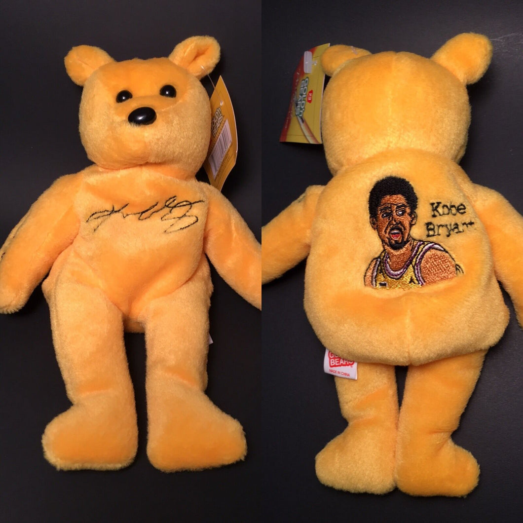 Kobe Bryant Los Angeles Lakers Plush Golden Beanie Bear Doll Figure