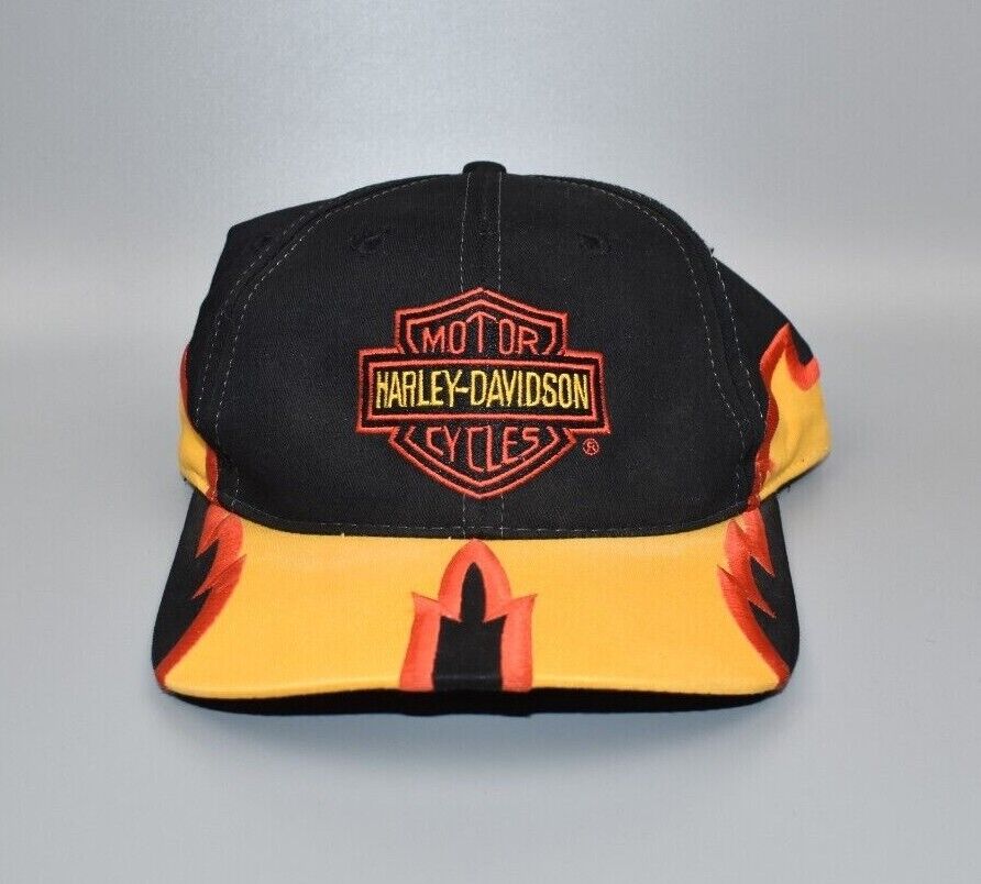 Harley Davidson Motorcycles Fire Brim Vintage Snapback Cap Hat