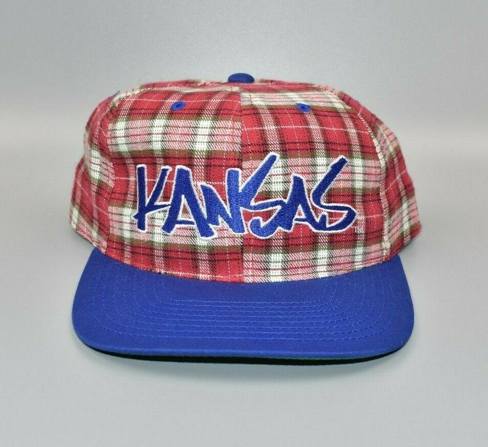 Kansas Jayhawks Vintage 90's Plaid American Needle Snapback Cap Hat