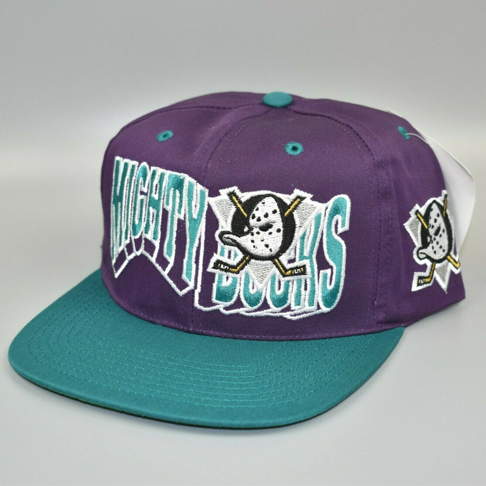 Vintage Anaheim Mighty Ducks #1 Apparel Snapback Hat Cap 90s Plain Logo  RARE USA