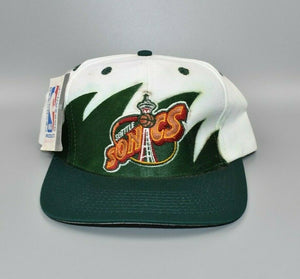 Seattle Sonics Vintage Logo 7 Sharktooth Stained Snapback Cap Hat - NWT