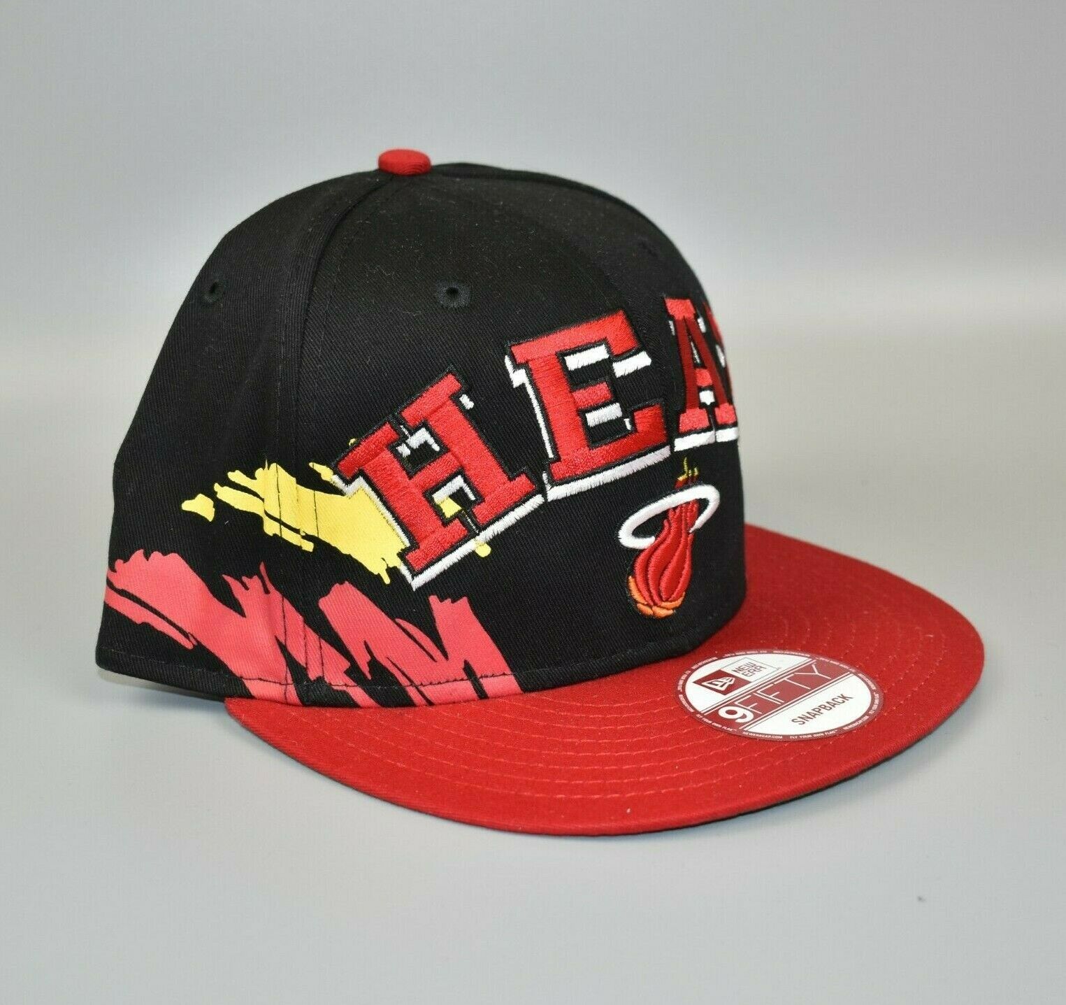 New Era Fits Snapback Miami Heat Hat Cap NBA Hardwood Classics Red Black
