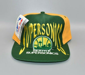 Seattle Supersonics Vintage 90's AJD Sonics Big Logo Snapback Cap Hat - NWT