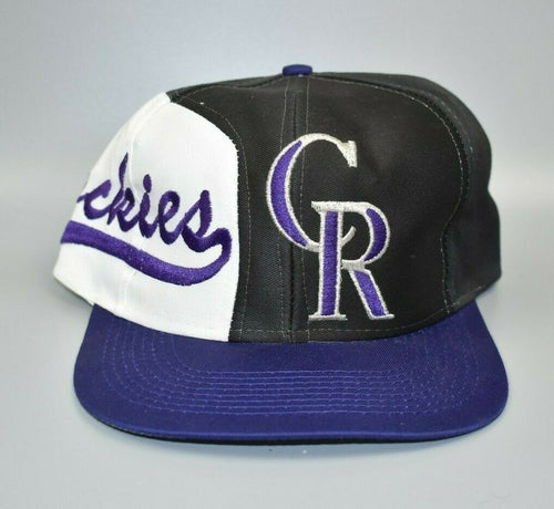 Vintage 90s Colorado Rockies Purple Mesh Trucker Snapback Hat Cap Youth