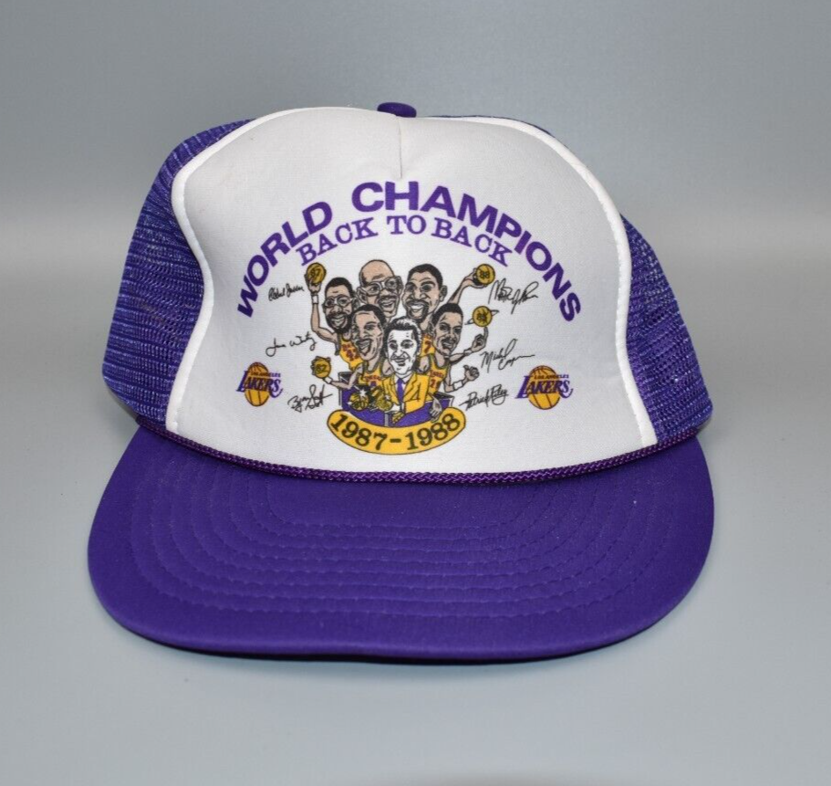 Los Angeles Lakers 1988 Champions Caricature Vintage Trucker Snapback Cap Hat