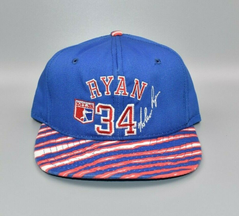 Texas Rangers Nolan Ryan AJD Zubaz Brim Vintage 90's Snapback Cap Hat –  thecapwizard