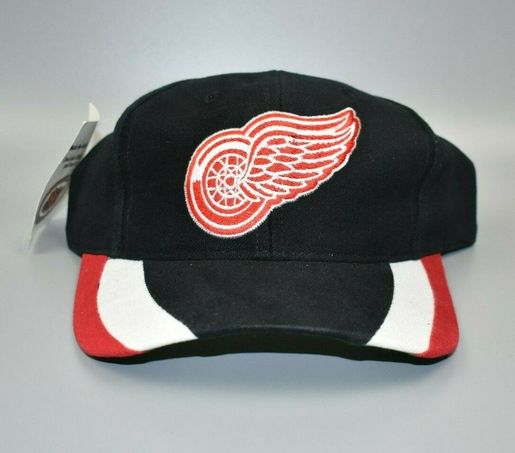 Detroit Red Wings Vintage 90's Twins Enterprise Striped Brim Snapback Cap Hat