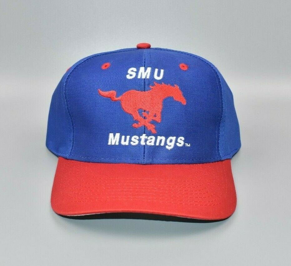 SMU Mustangs Vintage 90's Logo 7 Twill Snapback Cap Hat - NWT