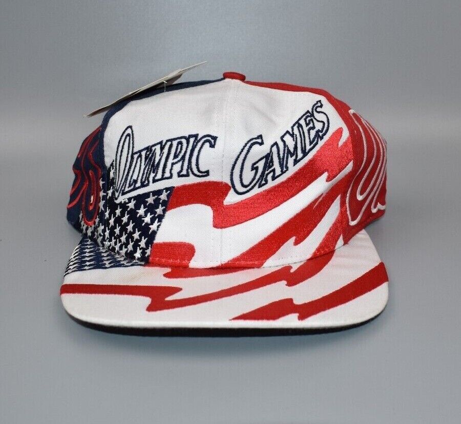 Vintage 1996 Olympics Games Team USA Flag Logo 7 Snapback Cap Hat - NWT