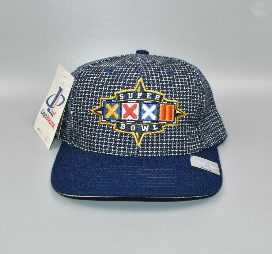 NFL Super Bowl XXXII Vintage Logo Athletic Grid Strapback Cap Hat