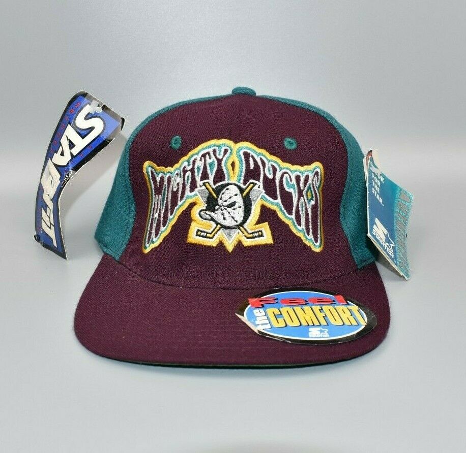 Anaheim Mighty Ducks Vintage Starter Flex-Fit Fitted Cap Hat Size 6 5/8 - 7 1/8